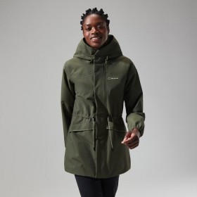  Jaqueta feminina com capuz Swirlhow - Verde | Berghaus Impermeável
