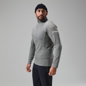  Férfi MTN Guide hosszú ujjú, félcipzáras pulóver - szürke/fekete | Berghaus Baselayers