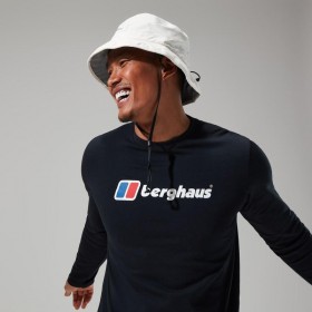  Férfi organikus nagy logós hosszú ujjú póló, fekete | Berghaus pólók