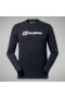  Muška organska majica dugih rukava s velikim logom, crna | Berghaus majice