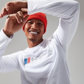  Heren Biologisch Groot Logo Lange Mouw T-shirt Wit | Berghaus T-shirts