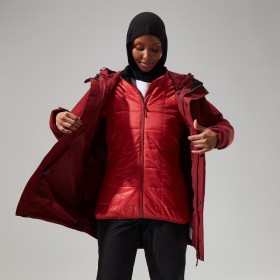  Dames Monic Gemini 3-in-1 jas - donkerrood | Berghaus waterdicht